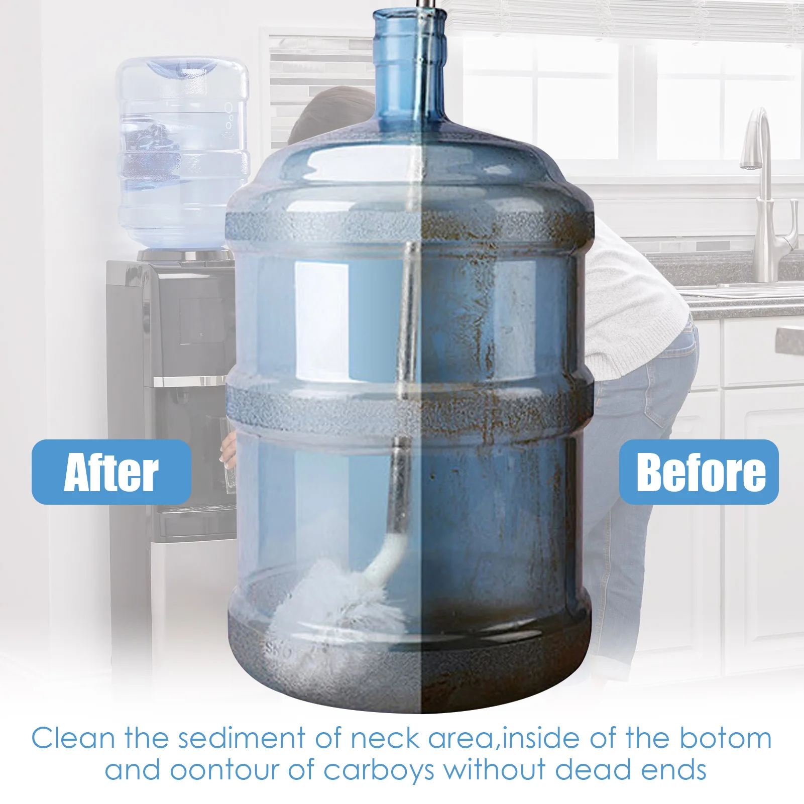 Bottle Cleaning Brush Carboy Cleaning Brush With Non-slip Handle Bendable Washer Scrubber With Soft Side Bristles