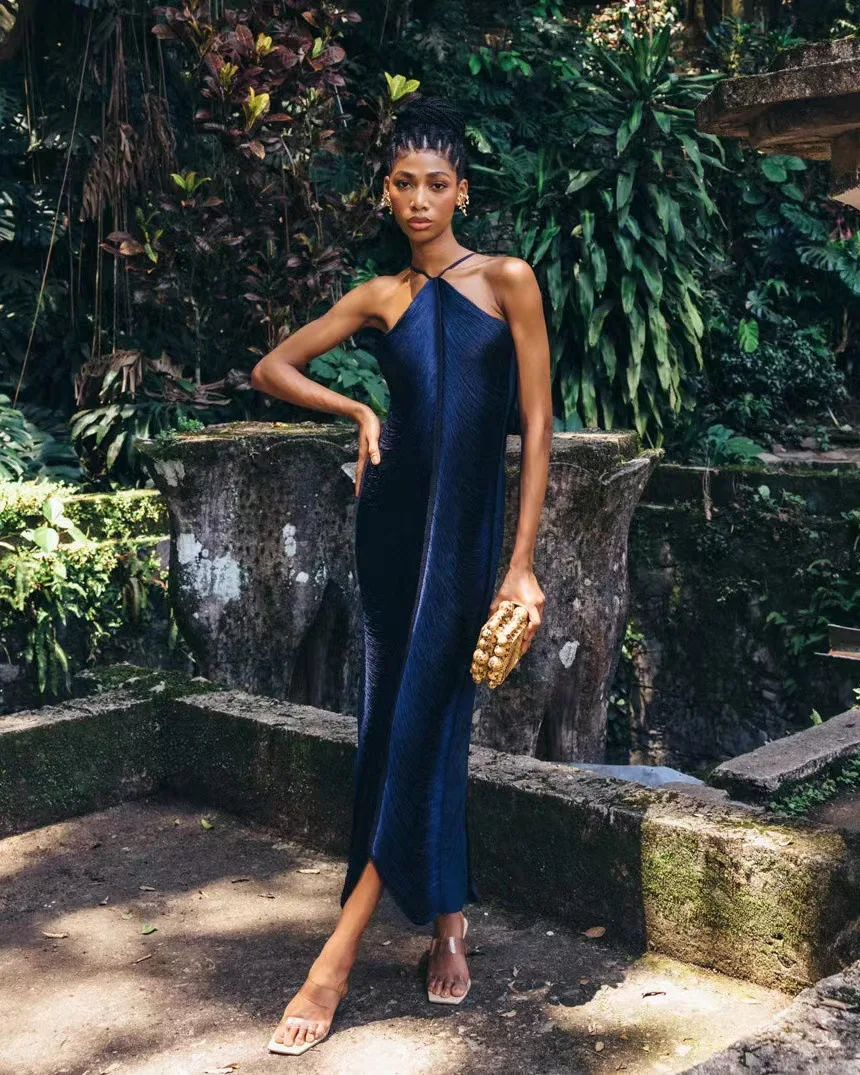 Women Fashion Evening Party Dress Halter Backless Tassels Cocktail Dress Elegant Slim Sexy Nightclub Dresses