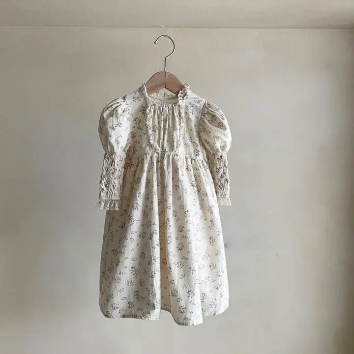 

kids dress 2023 new autumn girls cute flower print long sleeve dresses