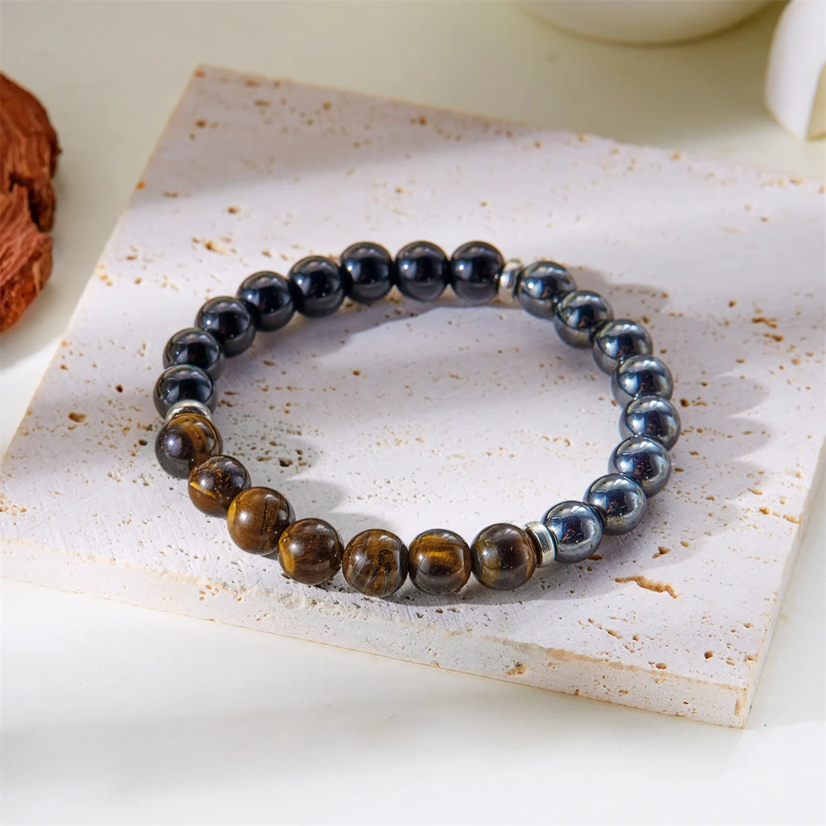 Unisex natural stone bracelet set for positive energy