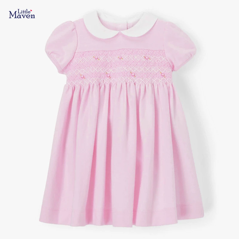 Little maven Dress for New Year 2022 Summer Vestidos for Girls Children’s Clothes Cotton Solid Color Pretty and Elegant Dress dresses prom dresses