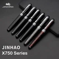 Luxury Jinhao X750 Fountain Pen Silver Stainless Steel Medium 18KGP Nib School Office Supplies Ink Pens Gift Stationery 1
