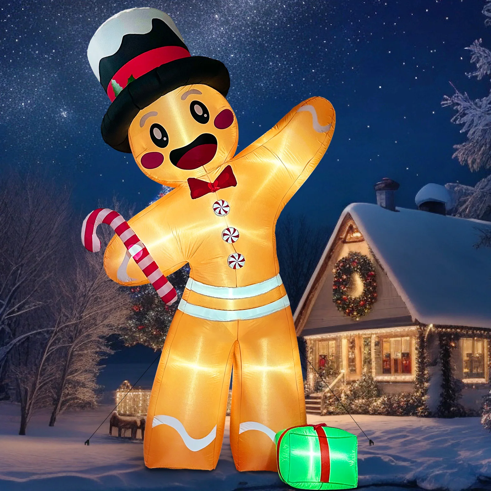 OurWarm 12FT Gingerbread Man Christmas Inflatables Christmas Inflatables Outdoor Decorations Blow Up for Yard Lawn Decorations