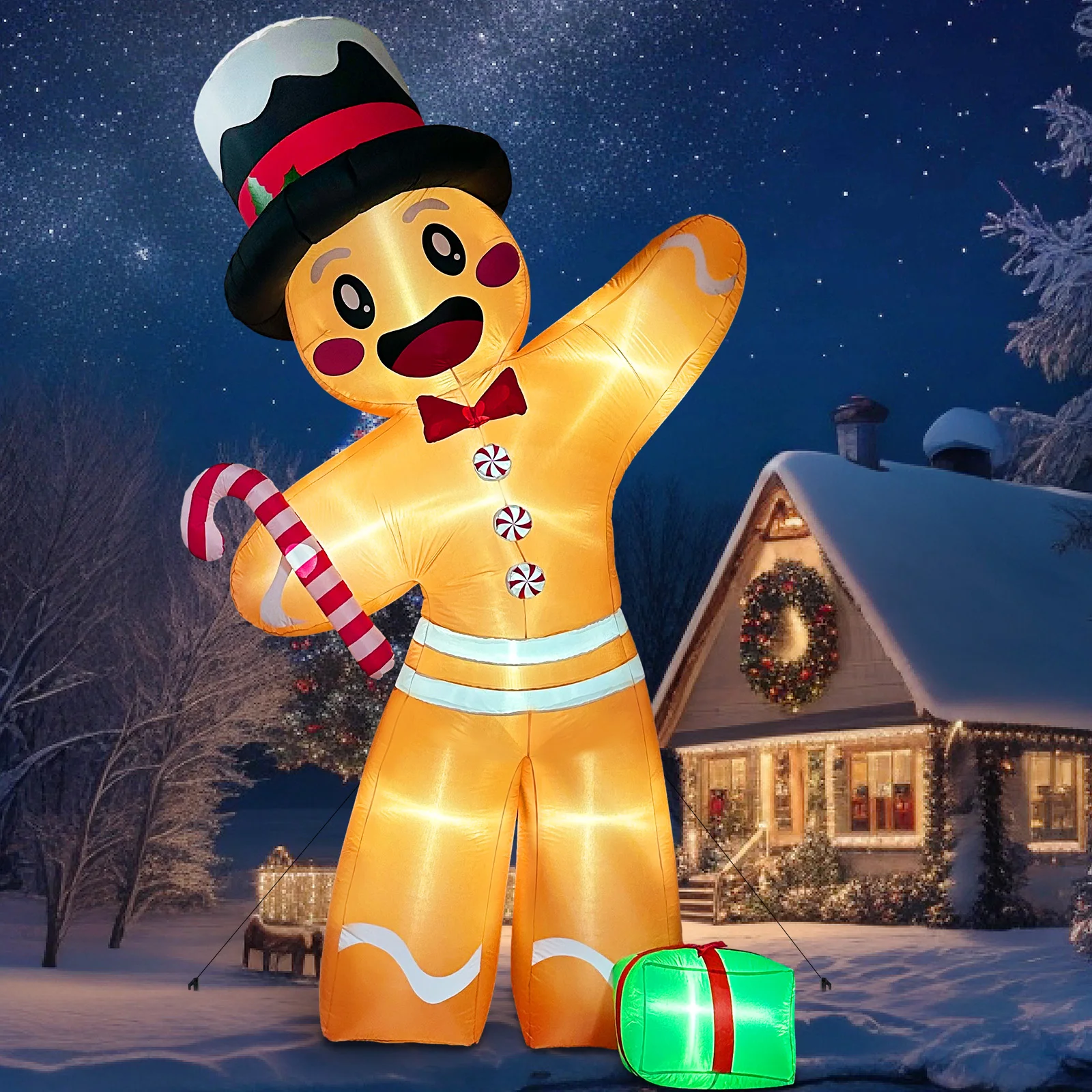 Ourwarm 12Ft Gingerbread Man Christmas Inflatables Christmas Inflatables Decorazioni Per Esterni Blow Up Per Decorazioni Da Giardino