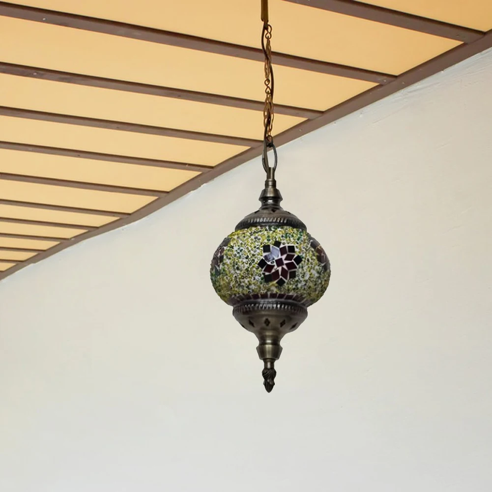 Description Picture 5 of itemMosaic Pendant Light Turkish Moroccan Mosaic Hanging Ceiling Lamp E27 Bar Restaurant Mediterranean Pendant Light Home Decoration