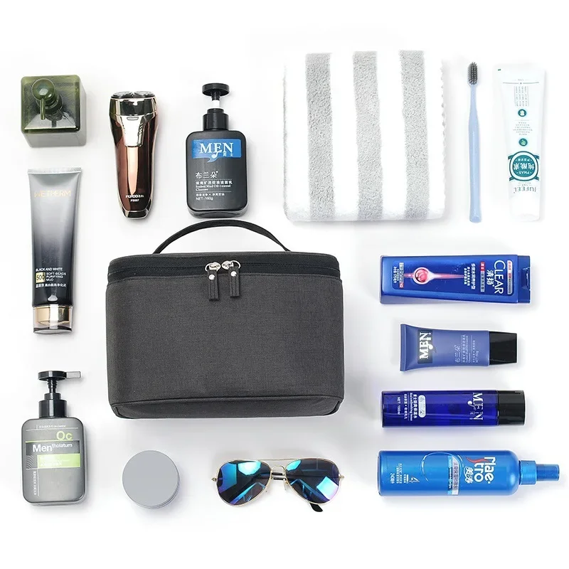 New Business Trip Men's Toiletry Bag Double Layer Large Capacity Cosmetic Bag Oxford Cloth Storage Bag Portable Handbag 5