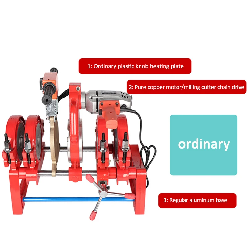 1.8KW/2.1KW/3KW PE Pipe Manual Butt Welding Machine 63-160/250 Hot Melt Hand Double Column Pipe Welding Machine 6