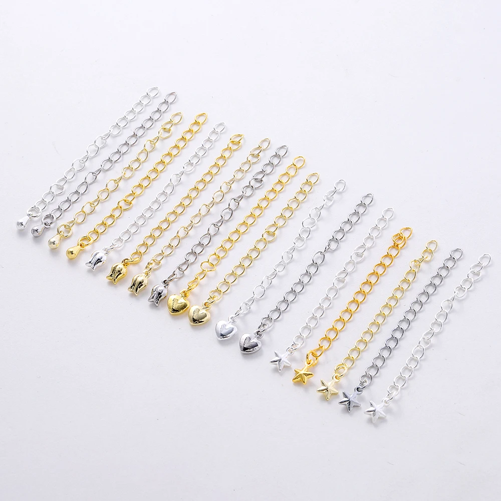 

5pcs Bracelet Necklace Extension Chain 50mm Length Gold Plated Brass Lobster Clasps Tail Extender Chains for DIY Jewelry Making