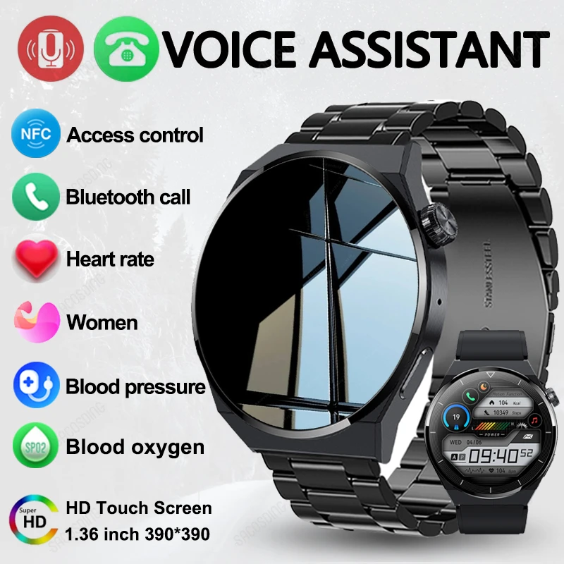 For Huawei Xiaomi Nfc Smart Watch Men Gt3 Pro Amoled 390*390 Hd Screen  Heart Rate Bluetooth Call Ip68 Waterproof …