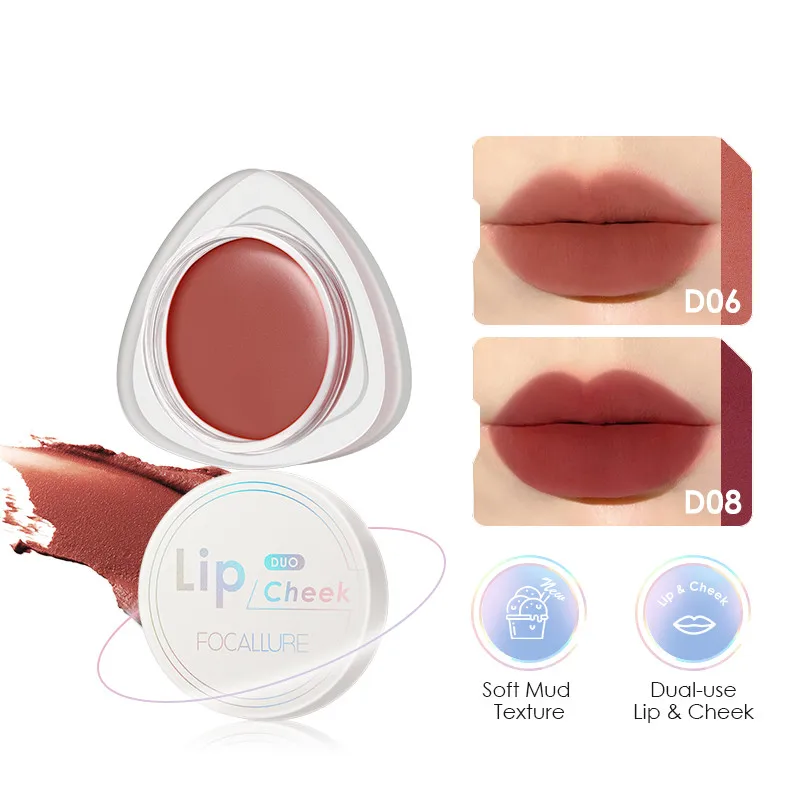 FOCALLURE Matte глина для губ Новый бархат-Туманная матовая двойного назначения щек и