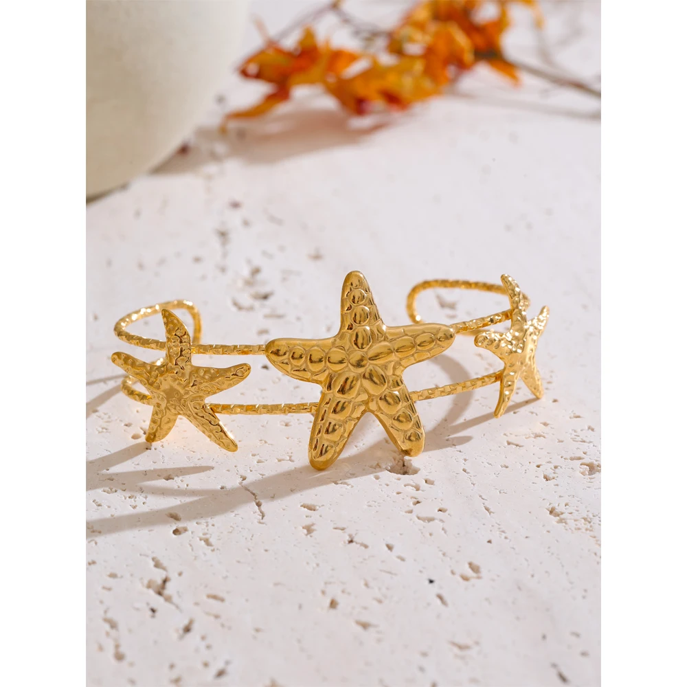 Yhpup Jewelry Bangle Stainless Steel Open Wrist for Summer Holiday