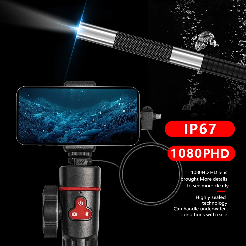 6mm 렌즈 360 학위 2 웨이 로터리 관절 산업용 내시경 카메라 자동차 수리 검사 내시경 6 LED 안드로이드 IOS