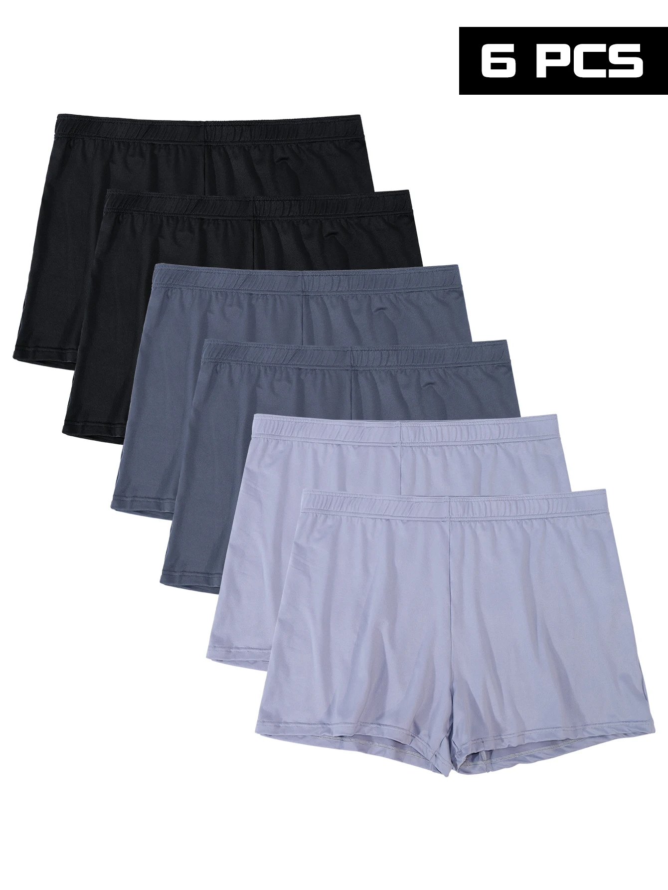 6'lı Paket Erkek Boxer Külotları, Düz Renk, Elastik Bel Bantlı, Bol ve Rahat, Cilt Dostu, Günlük Ev ve Günlük Kullanım