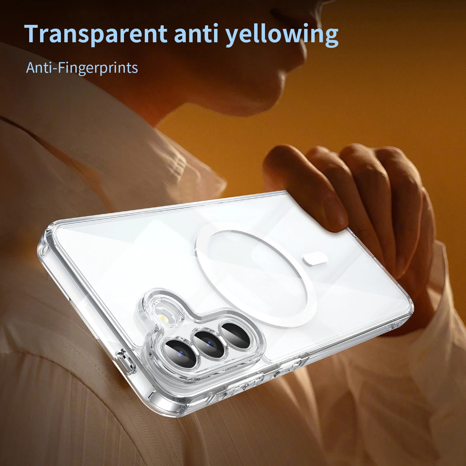 Magnetic Transparent Shockproof Phone Case with Soft TPU Frame