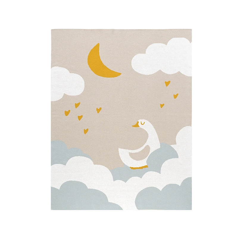 Coperte per Neonati in Maglia, 100*80CM, per Culla e Passeggino, con Simpatico Cartone Animato Oca, Morbidissime - immagine 6