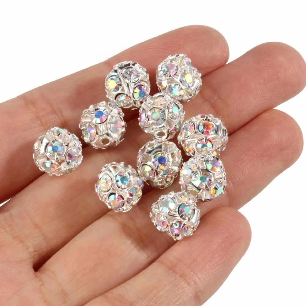50pcs 6mm AB Color Metal Crystal Beads Rhinestone Ball Shape Loose Beads for Jewelry Making DIY Gift Bracelet Accessories Image 5