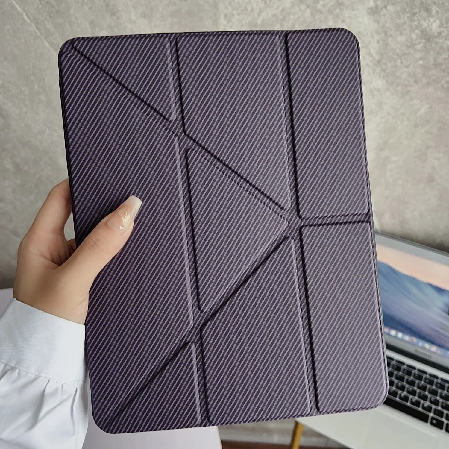 Elegant Y-Fold Leather Stand Case with Pen Slot