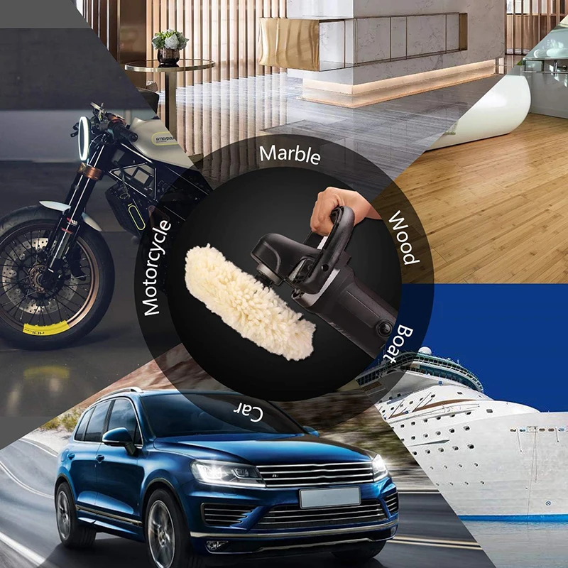 6/7/8in Wool Polishing Pads 100% Natural Wool Buffing Pad for Compound Cutting Polishing with Hook And Loop Grip 3