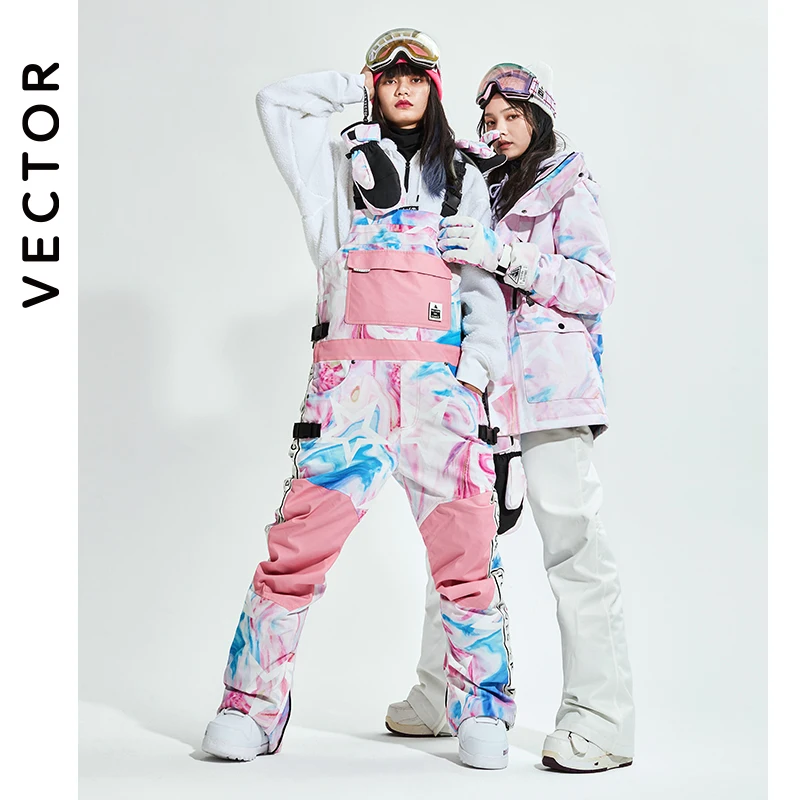 Ski Jacket VECTOR Men Women Ski Jacket Pants Bib Overalls Winter Warm Windproof Waterproof