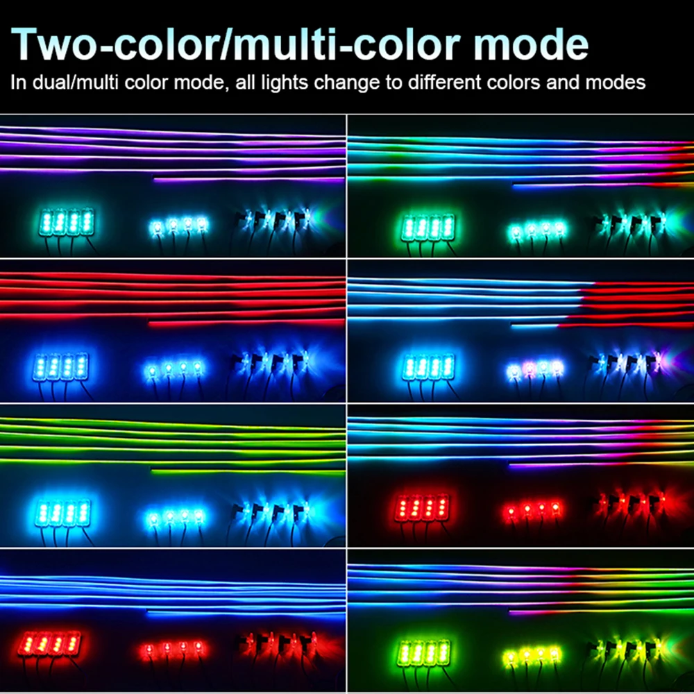 18 in 1 Dual Zone Symphony LED Car Ambient Lights RGB 64 Colors Interior Rainbow Acrylic Strip Neon Atmosphere Lighting Kit App car light bulb woodworking drill accessories