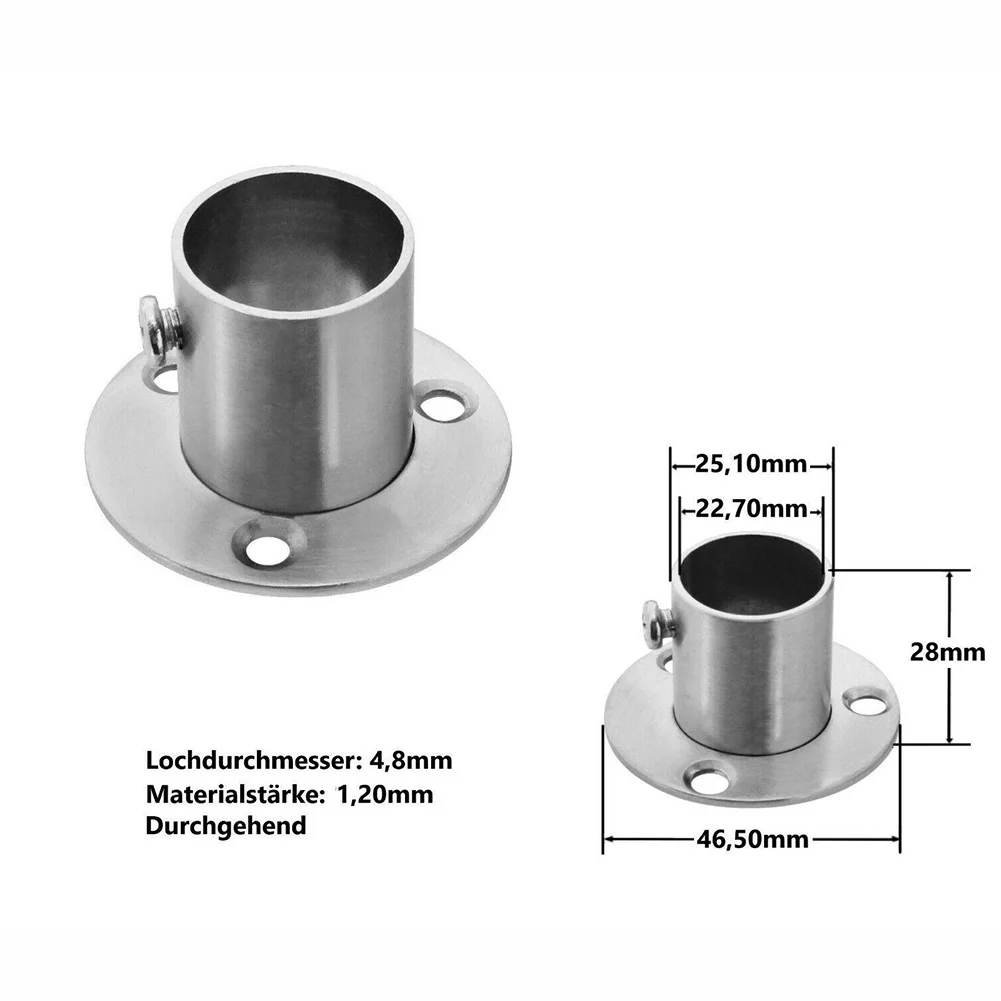 Stainless Steel Flange Bracket for Wardrobe Curtain Cloth Rod Seat Round Connection Tube 19 22 26 33 38 51mm Household Furniture flange connector,wardrobe bracket