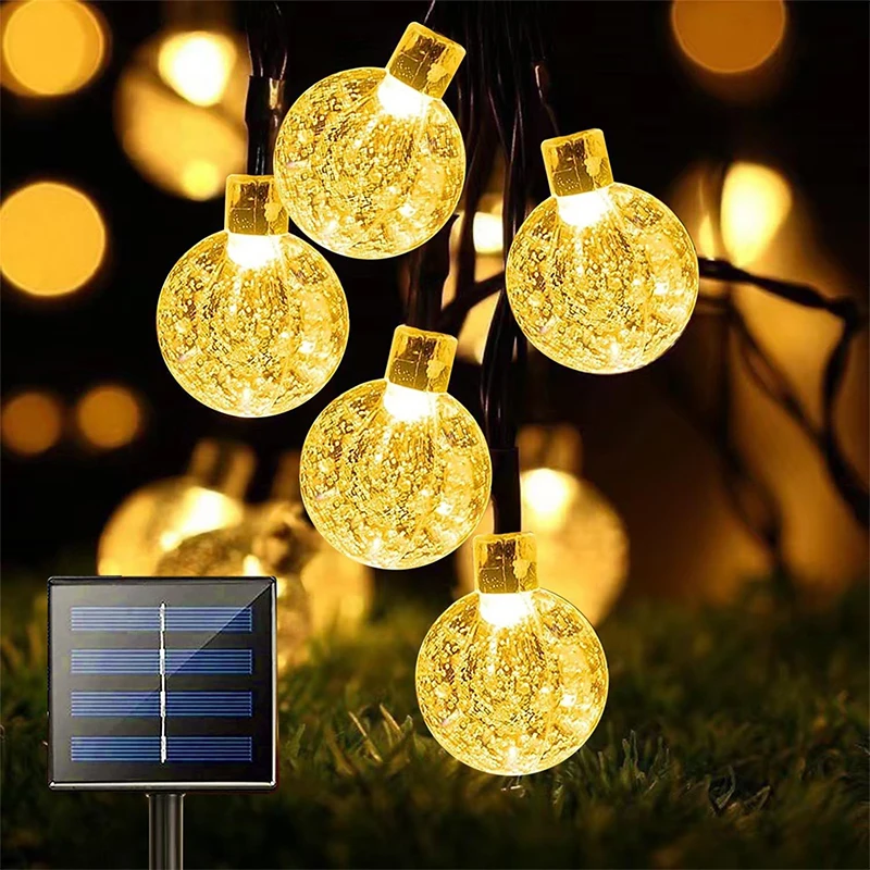 

Solar String Lights Outdoor Crystal Fairy Light Chritmas Garland 8 Modes Waterproof Patio Light for Garden Party Decor