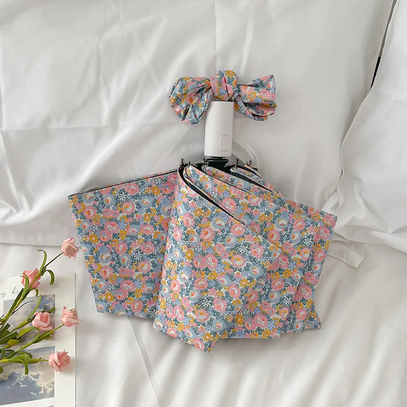 Retro Floral Umbrella Women's Literary High-End Strong Sun Protection Sunscreen Sun Umbrella