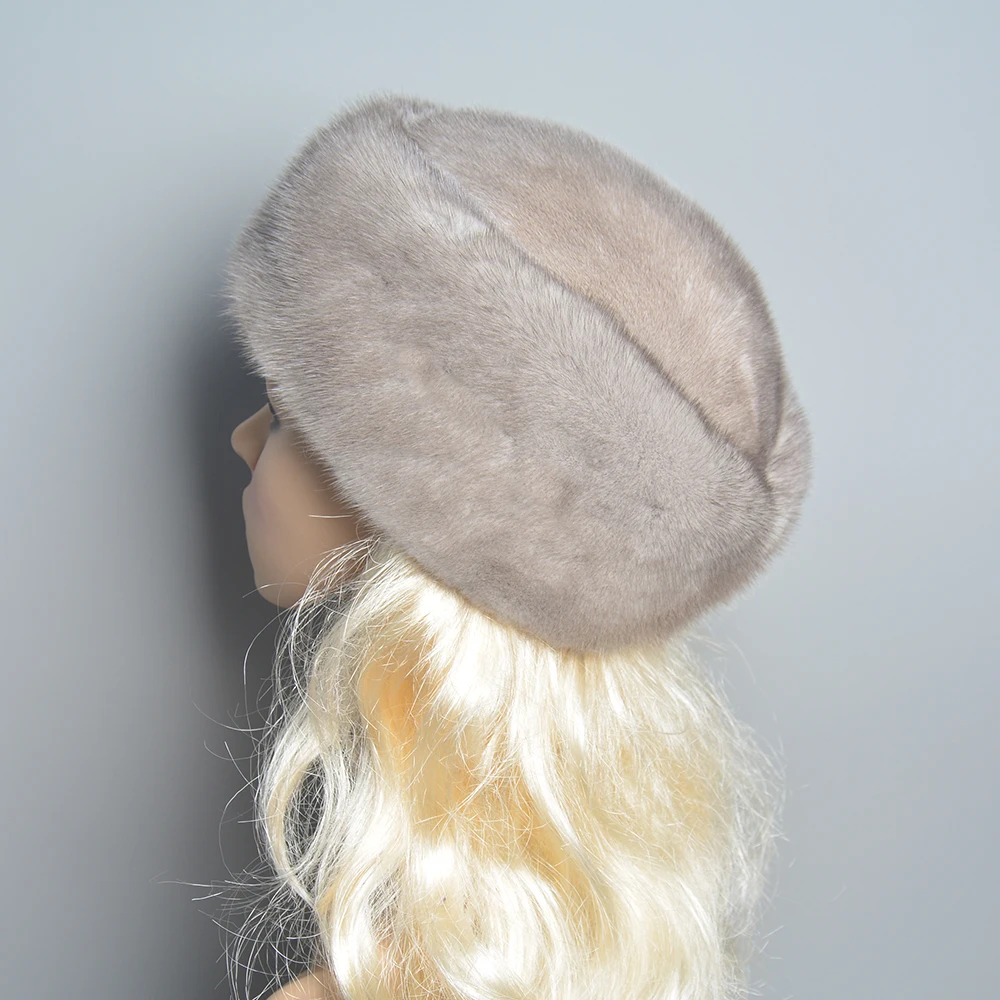 100% Real Natural Whole Fur Mink Fur Hat Women Winter Elegant European and American Fashion Women Fashion Real Mink Fur Cap 4