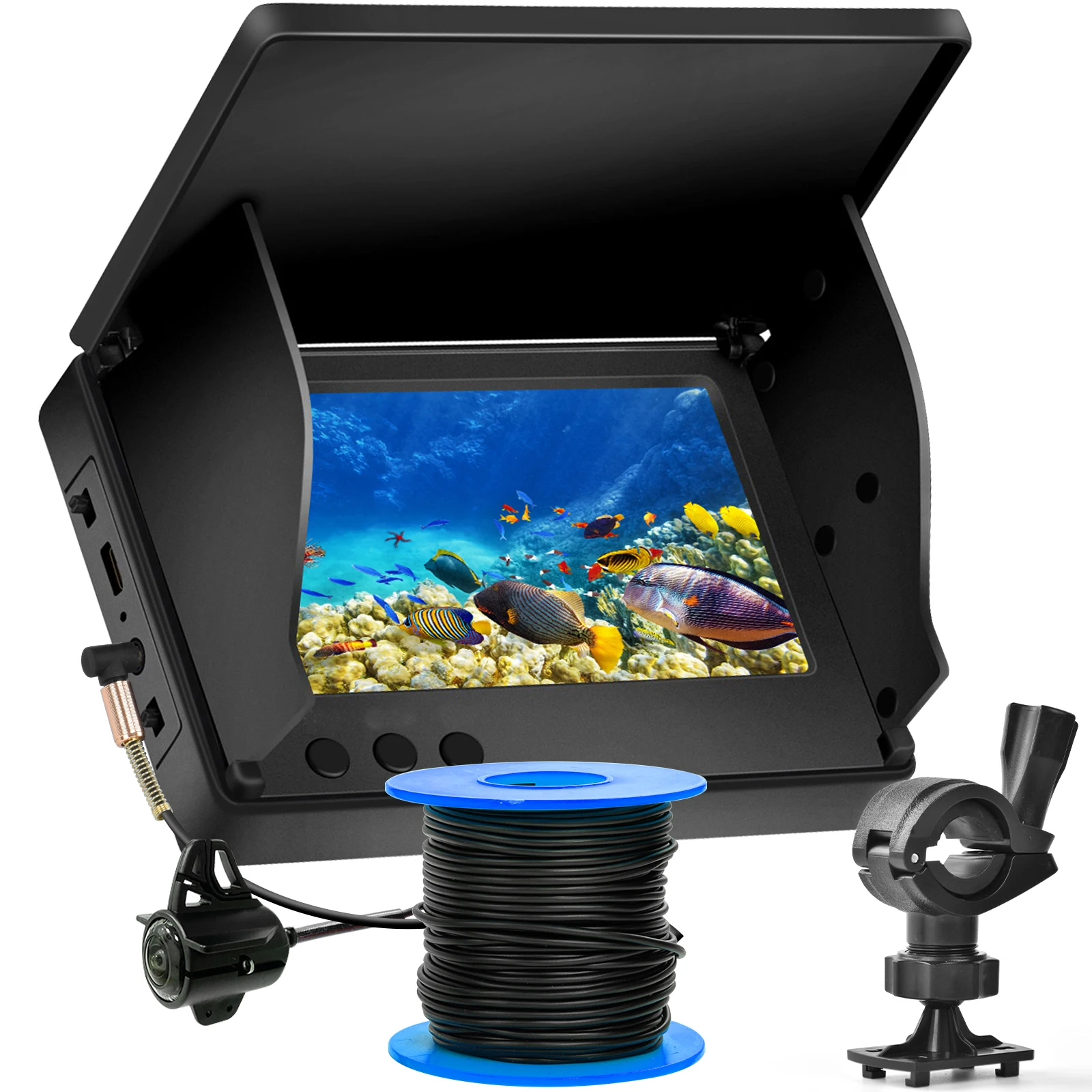Caméra sous-marine pêche 4.3 pouces IPS vision nocturne IR LED grand angle IP68 pour rivière bateau