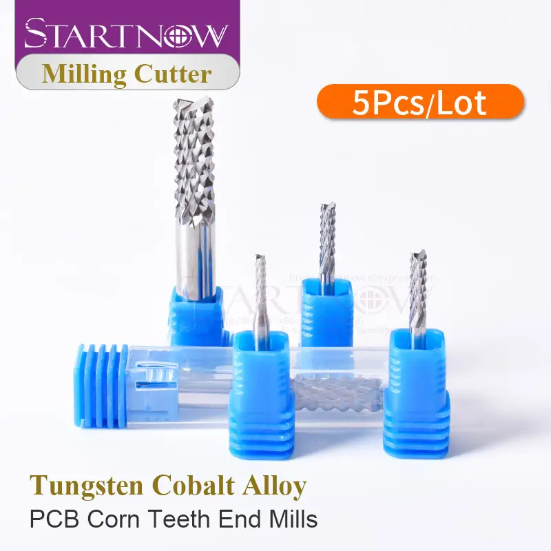 Startnow 5PCS Corn Milling Cutter 3.175/4/6/8mm SHK Carbide Tungsten PCB End Mill Bits Engraving Machine CNC Router Cutting Tool image 1