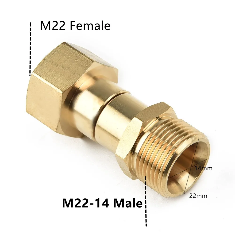 M22 14mm Thread Pressure Washer Swivel Joint Kink Free Connector Hose