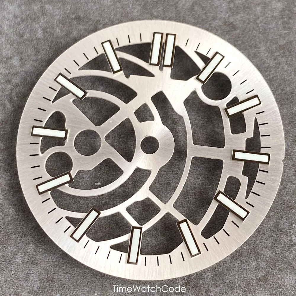 Skeleton Watch Dial with Metallic & Luminous Indices - 29mm