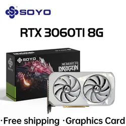 SOYO RTX 3060Ti 8G Nvidia Graphics Card 256bit PCI Video Cards GDDR6 Desktop Gaming GPU RTX 3060Ti DP*3 Computer Components