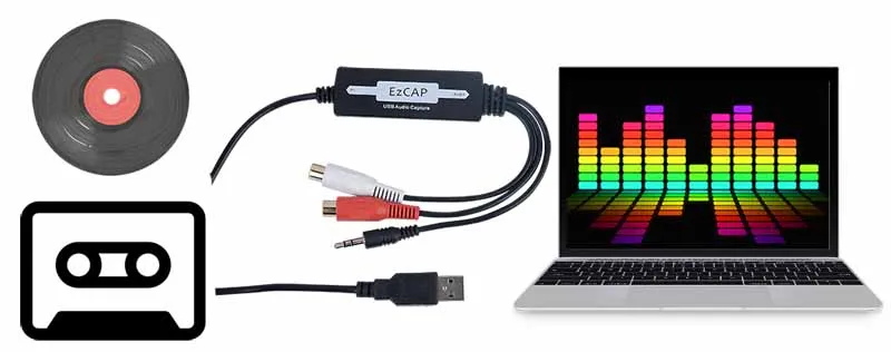 216 USB Audio Capture Grabber Card Cassette To CD/MP3 Converter WMA WAVE Recorde