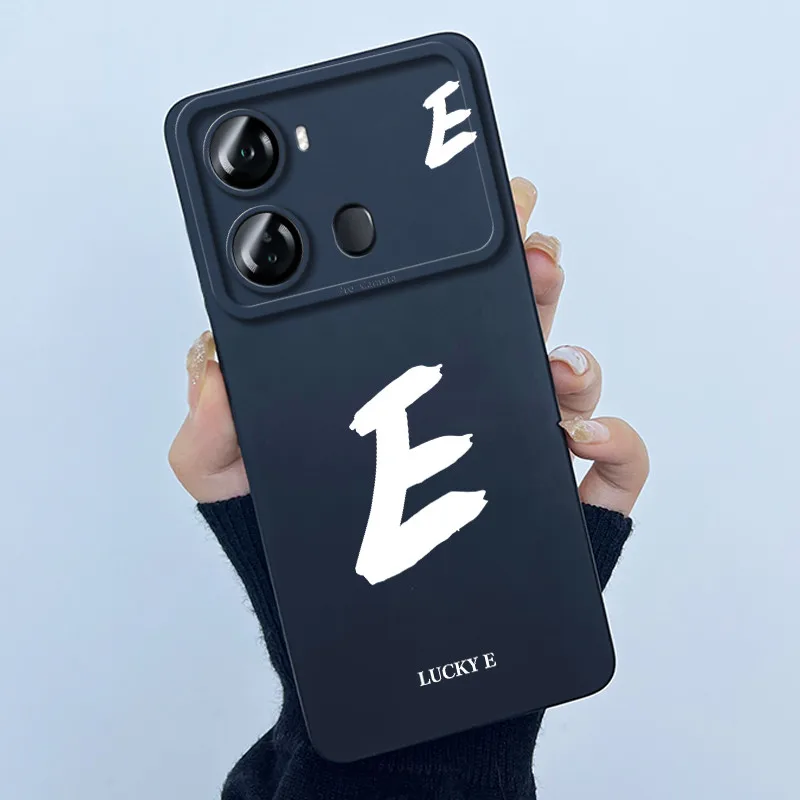 Lucky Initial Letter Soft Matte Silicone TPU Shockproof Phone Case