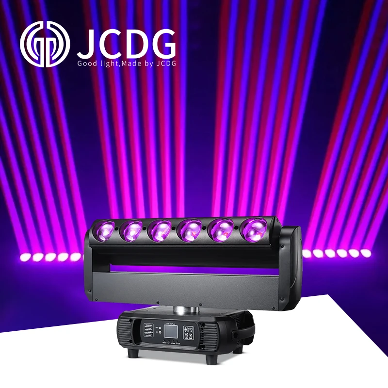 Double-Sided Beam Strobe Moving Head Light 6x60w RGBW Rotating Beam and Strobe Stage Effect Lighting for Club Disco Dj Party