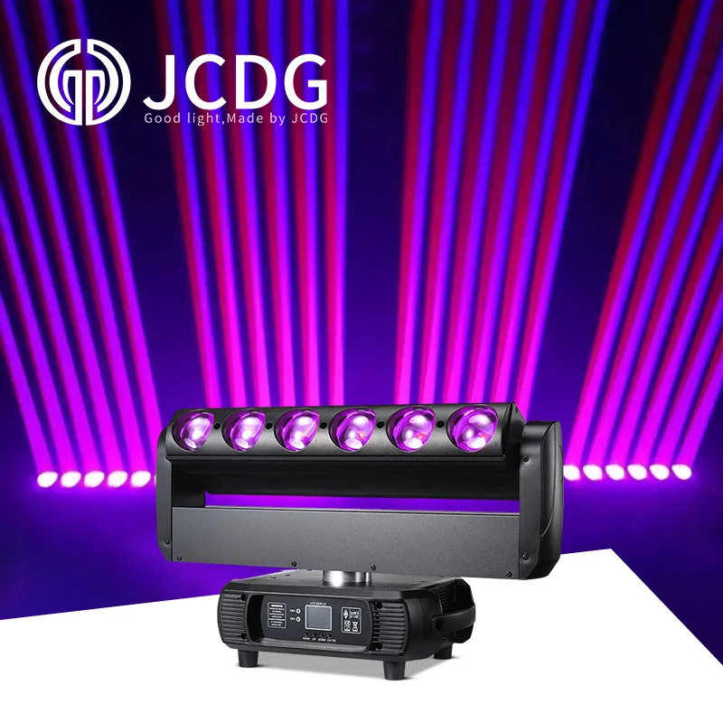 

Double-Sided Beam Strobe Moving Head Light 6x60w RGBW Rotating Beam and Strobe Stage Effect Lighting for Club Disco Dj Party