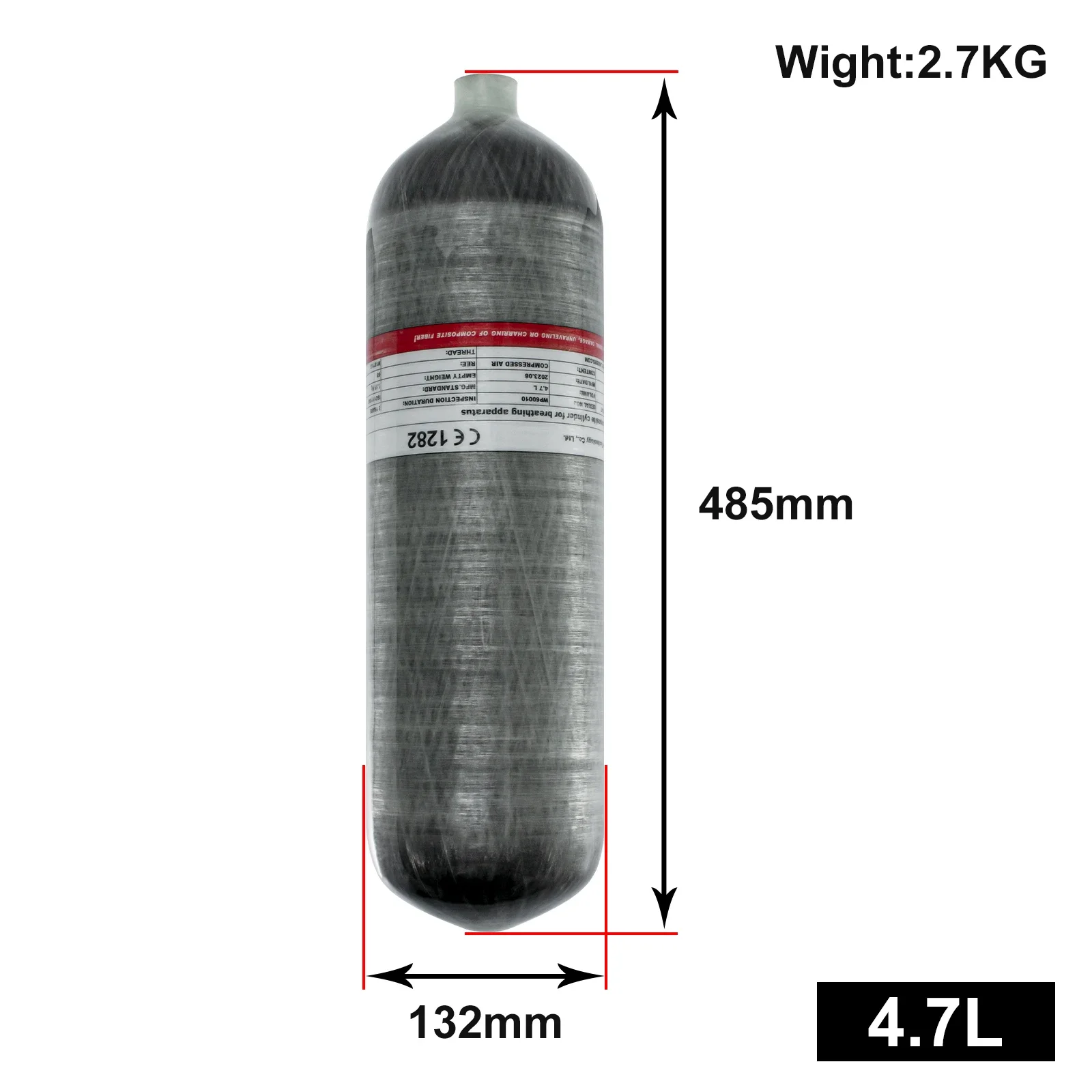 TUXING 4500Psi 300Bar 4.7L Carbon Fiber Cylinder High Pressure Tank Charging Fil