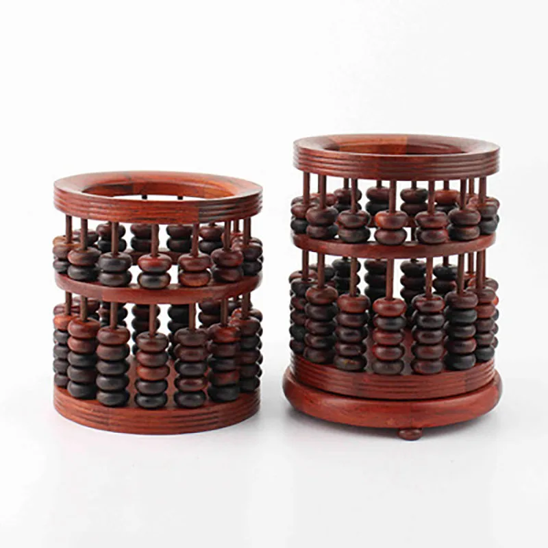Hexagon Wood Carving Pen Holder, Classic Style, High Grade, Exquisite, Red, Handicraft, Household Gifts