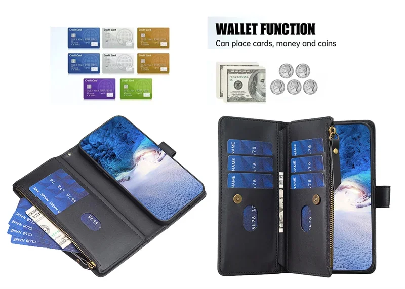 Zipper Leather Book Case for Samsung Galaxy - Premium Protective Cover