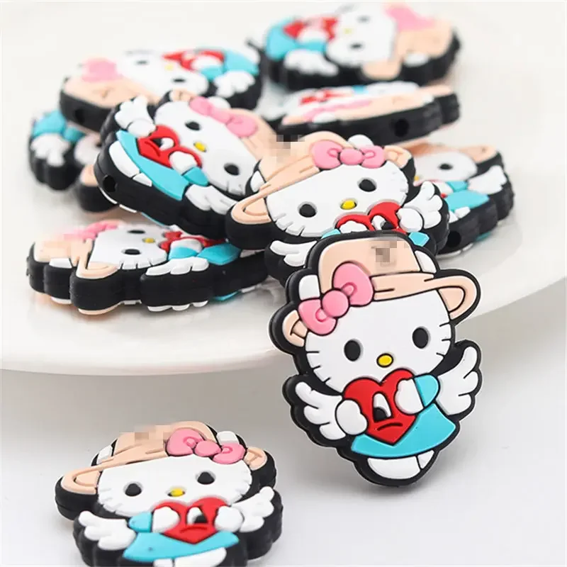thumbnail image 1 of 10 Uds. De cuentas focales de silicona de hello kitty y melody friend para fabricación de joyería DIY, cadena para pezones, bolígrafo con cuentas, accesorios hechos a mano, 1 of 5