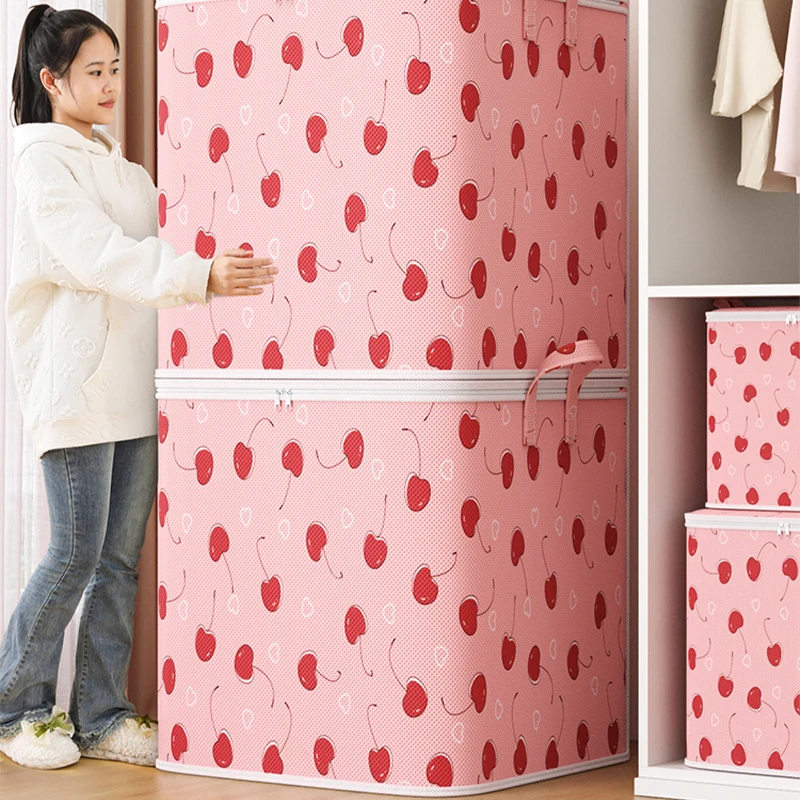 Large Capacity Clothing Storage Bag Portable Clothing Quilt Storage Bag Bedroom Organizer Foldable Dust-Proof Quilt Zipper Bag 6