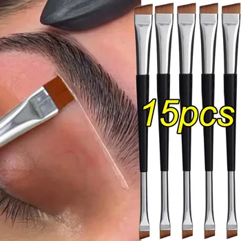 Professional Eyebrow Brush Eyeliner Angled Flat Head Blade Eye Liner Brow Contour Makeup Brushes Double-head Make Up Tools 15pcs 1