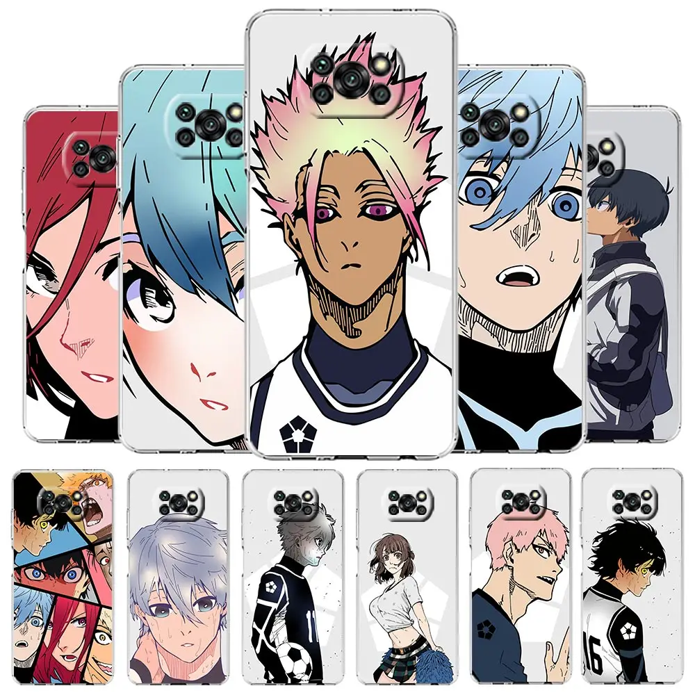 Blue Lock Anime Phone Case For Xiaomi Poco X3 NFC F3 M3 X4 X5 Pro 5G Mi 11  Lite Ultra 11T 11X 12 12T Pro 11i Soft Clear Cover