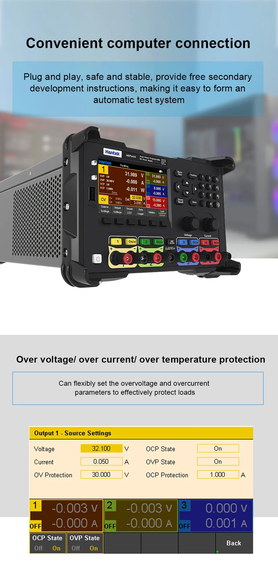 Lab Power Supply Bench Programmable Adjustable DC Power supply Linear 245W 3CH 4