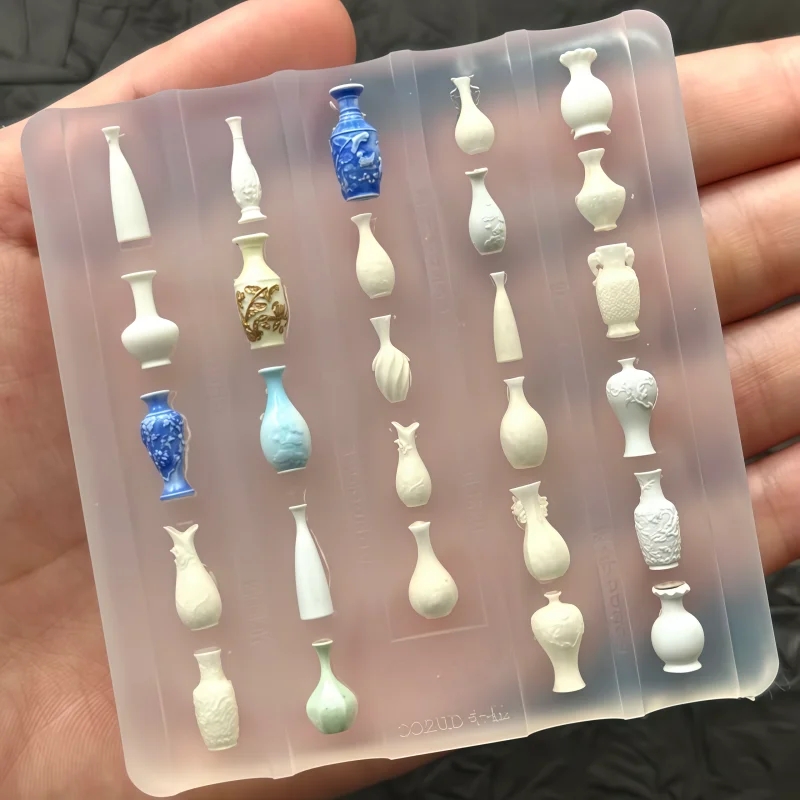 투명 실리콘 네일 아트 몰드 우아한 꽃병 병 중국 스타일 세라믹 머리핀 3D 네일 장식 몰드