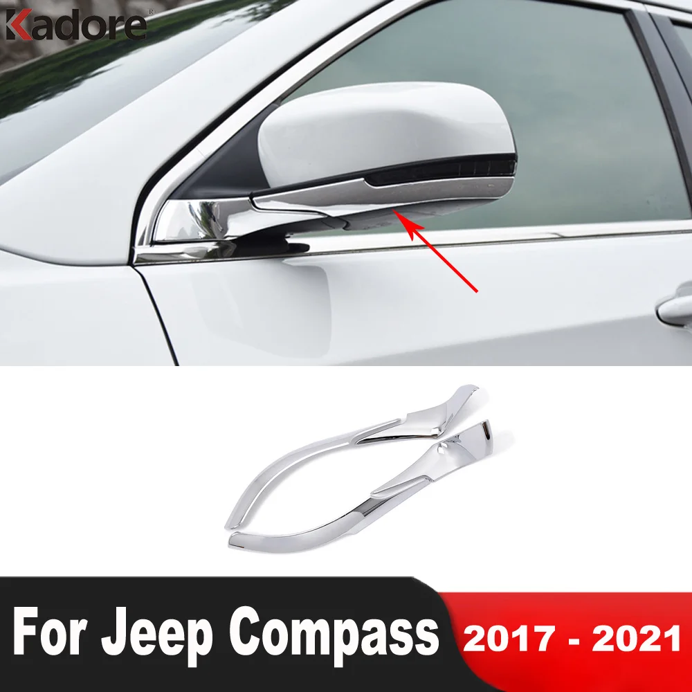For Jeep Compass 2017 2018 2019 2020 2021 Abs Chrome Side Door Rearview