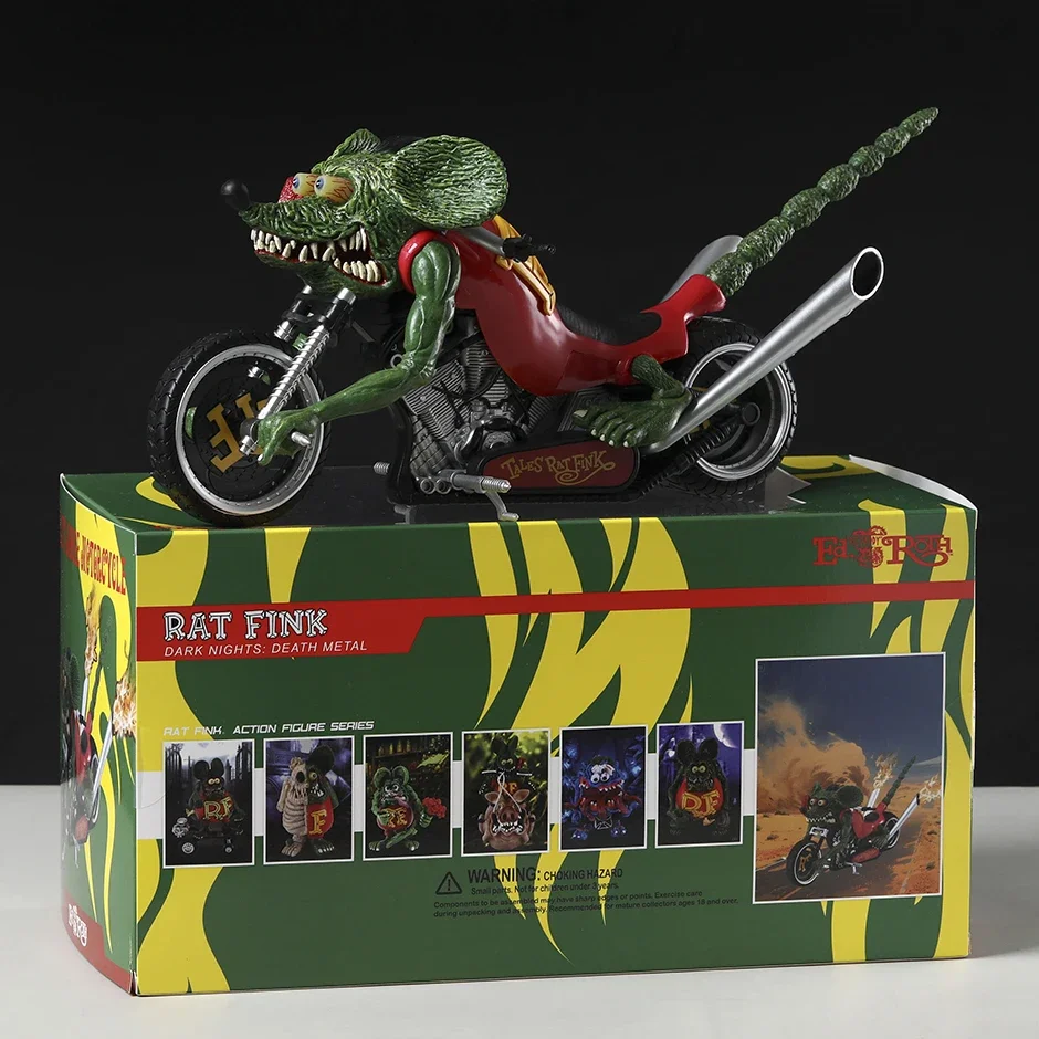 Rat Fink Crazy Mouse Motorcycle Action Figure Model Doll Toy