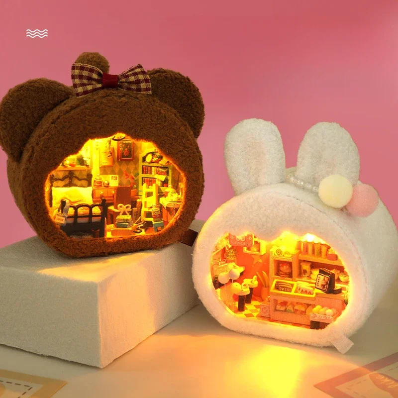 Diy Cottage Handmade Rabbit House Model Creative Birthday Gift Children's Toys Educational Stall 3