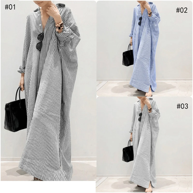 

Autumn New Stripe Dress Women Casual Clothing Fashion Elegant Female Straight Tube Blouse Tops Holiday Style 2023